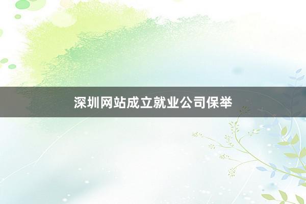 深圳网站成立就业公司保举